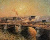 卡米耶 毕沙罗 : The Boieldieu Bridge, Rouen, Sunset